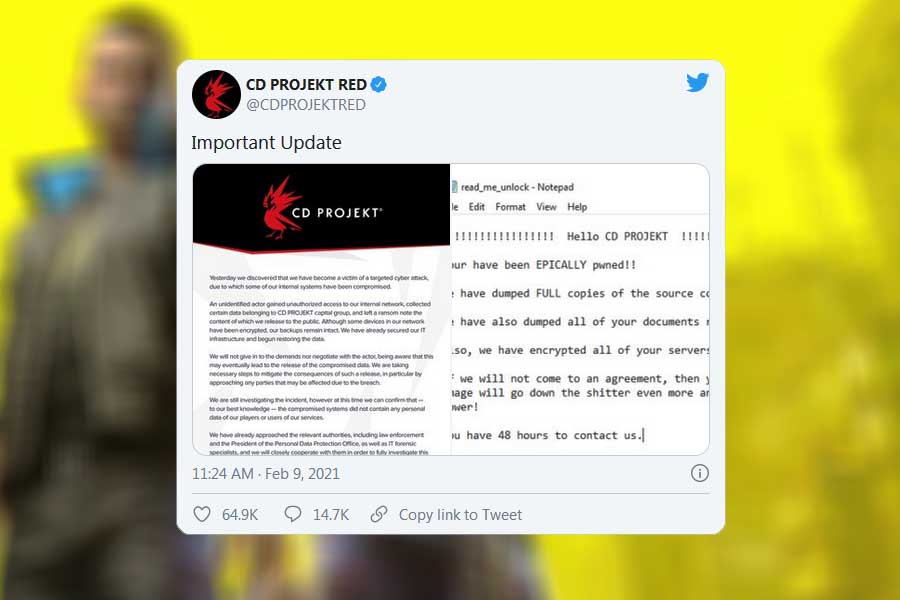 استودیو سازنده بازی Cyberpunk 2077 قربانی حملات سایبری شد